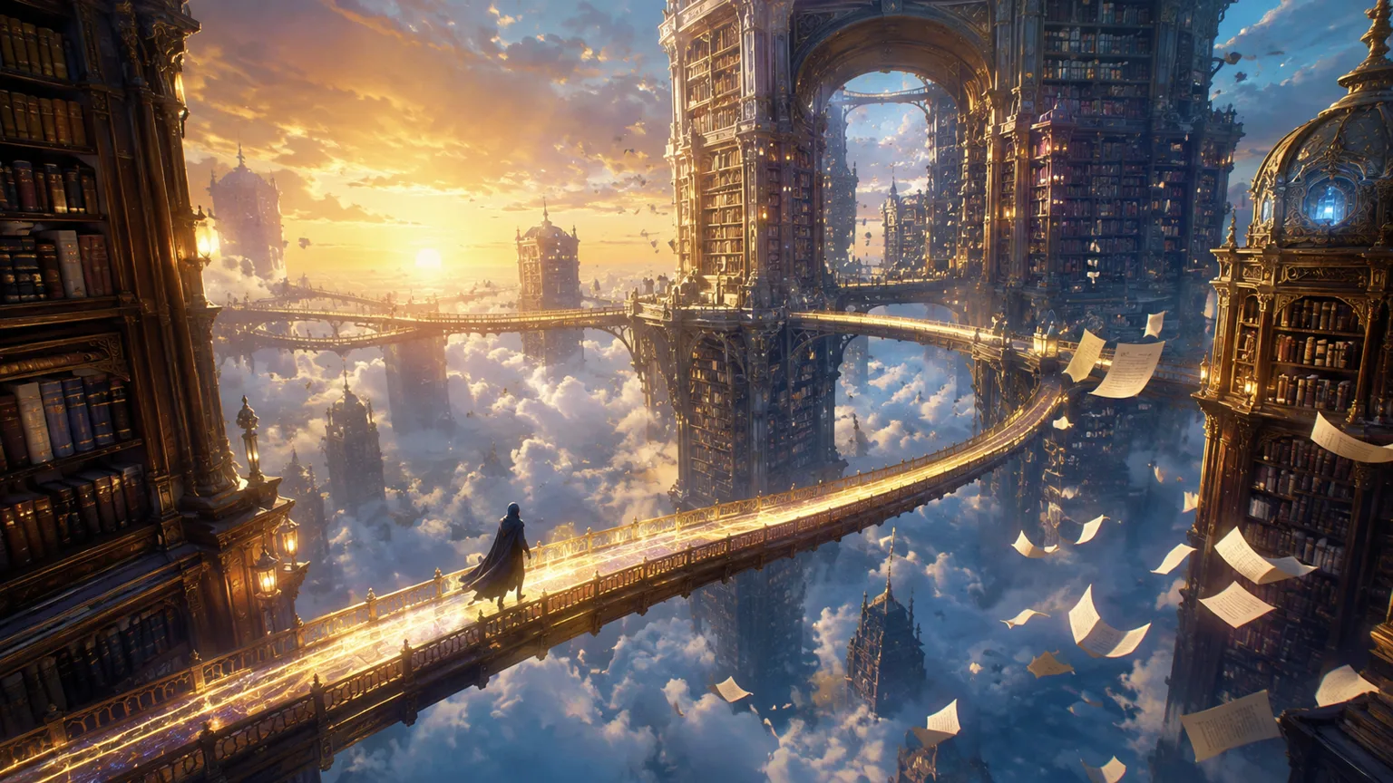 漂浮在云海上的奇幻图书馆